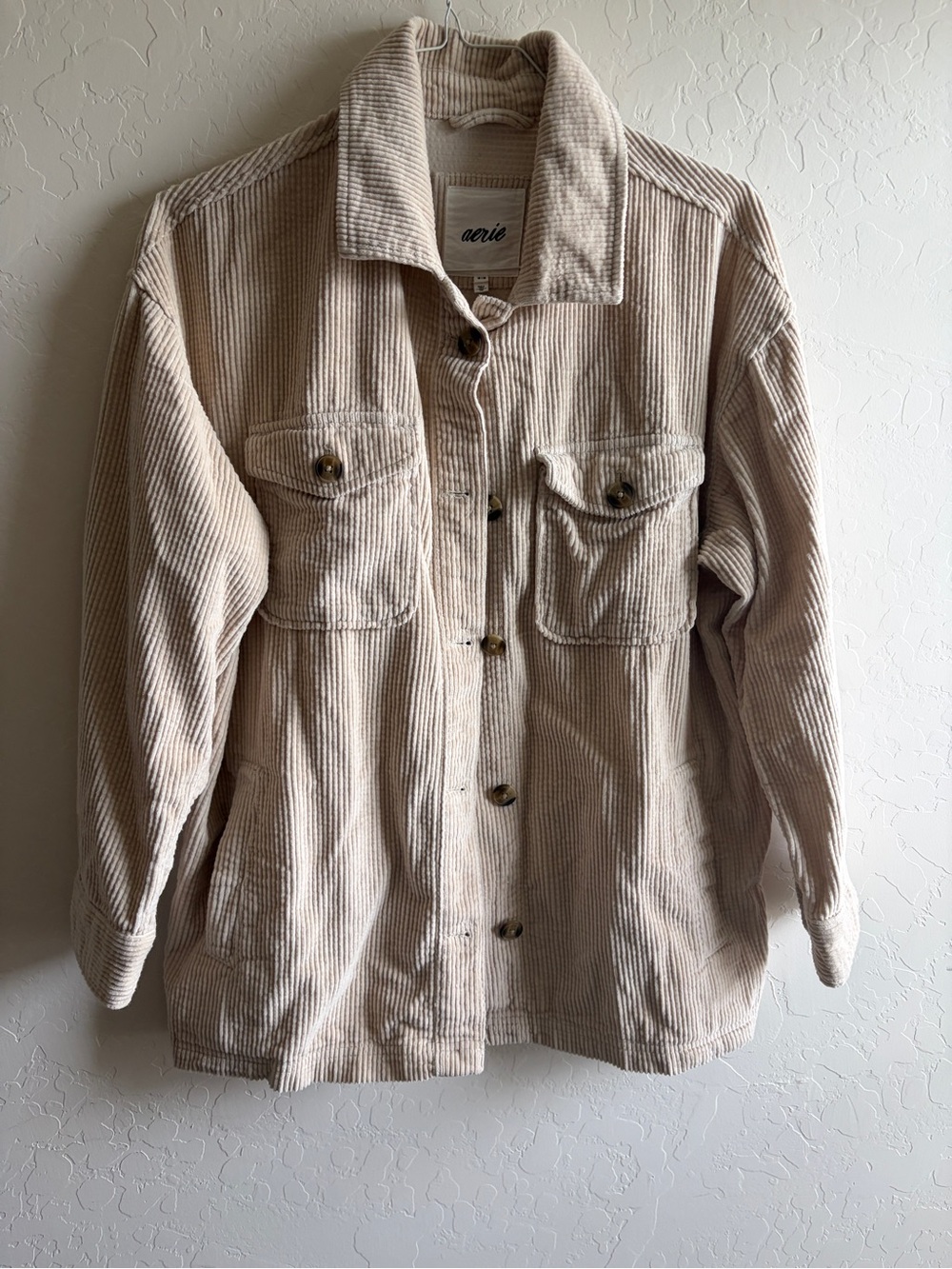 aerie Cream Corduroy Utility Jacket